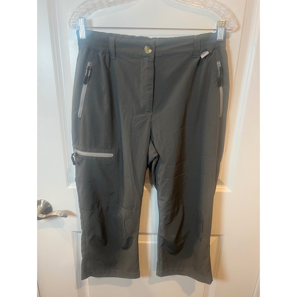 Mapamyumco Womens Capri Pants Ripstop Hiking Cargo Dark Gray Size L
